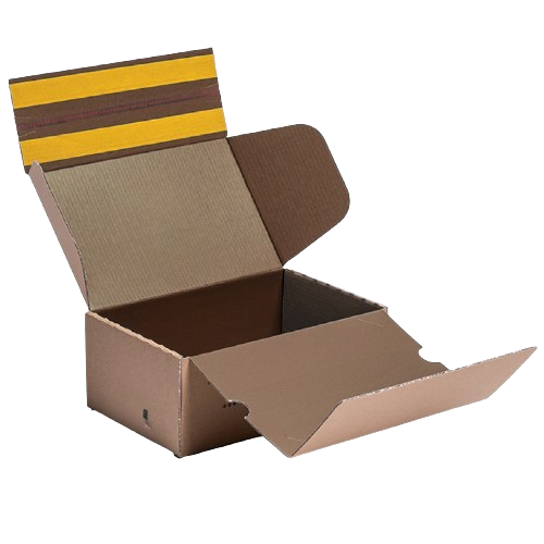 Boîte à rabat à double fermeture adhésive.