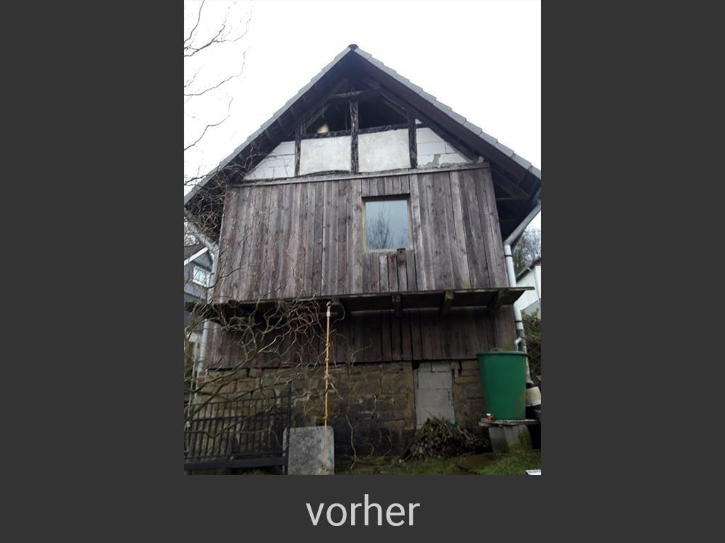Ein Bild von einem Haus mit dem Wort „vorher“ darunter