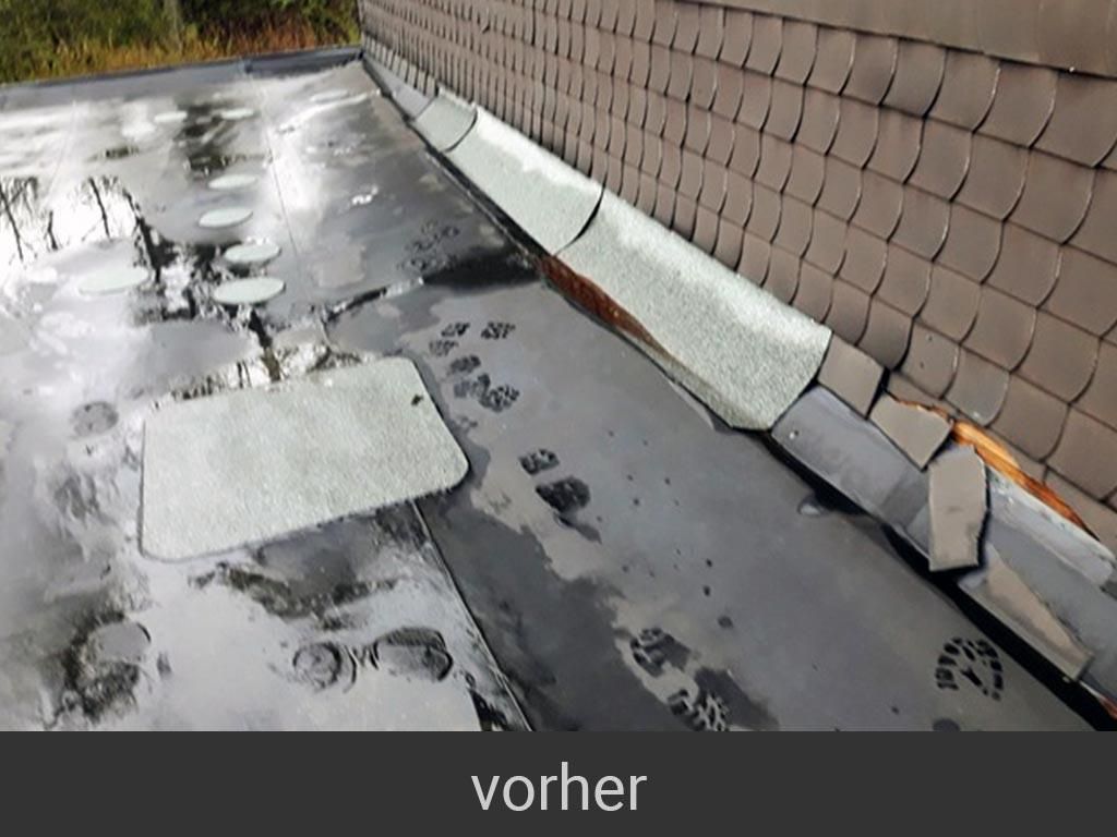 Ein Bild von einem Dach mit dem Wort „vorher“ darunter