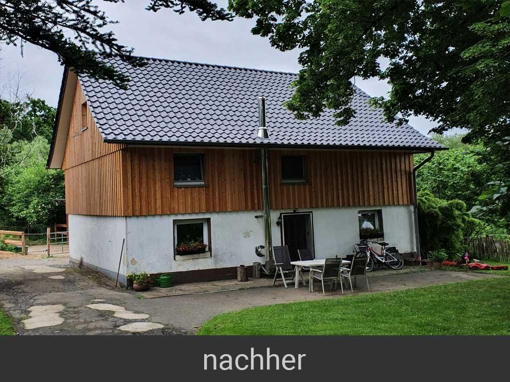 Ein Bild von einem Haus mit dem Wort „nachher“ darunter