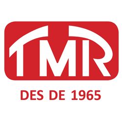 Logotipo rojo con "TMR" blanco y líneas arqueadas, "DES DE 1965" debajo.