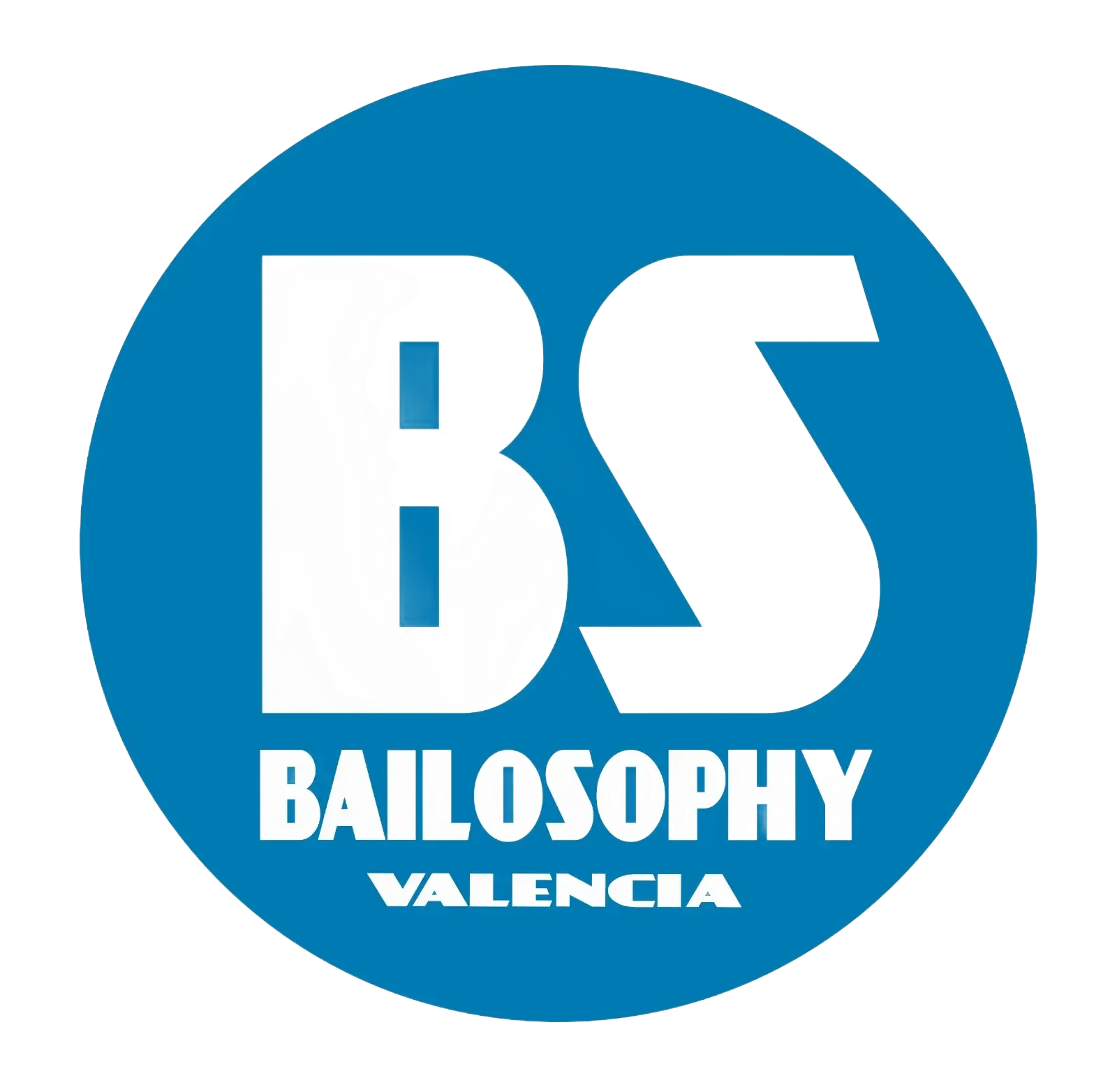 Logotipo circular azul con las letras blancas &laquo;BS&raquo; y las palabras &laquo;BAILOSOPHY VALENCIA&raquo; debajo