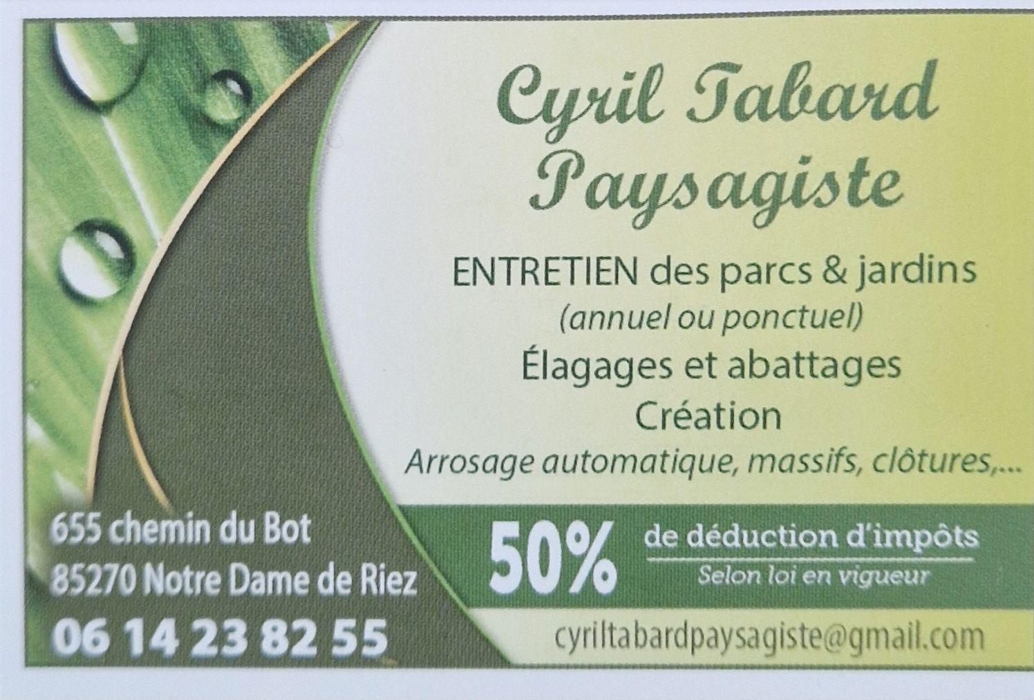 Carte de visite de Cyril Tabard.