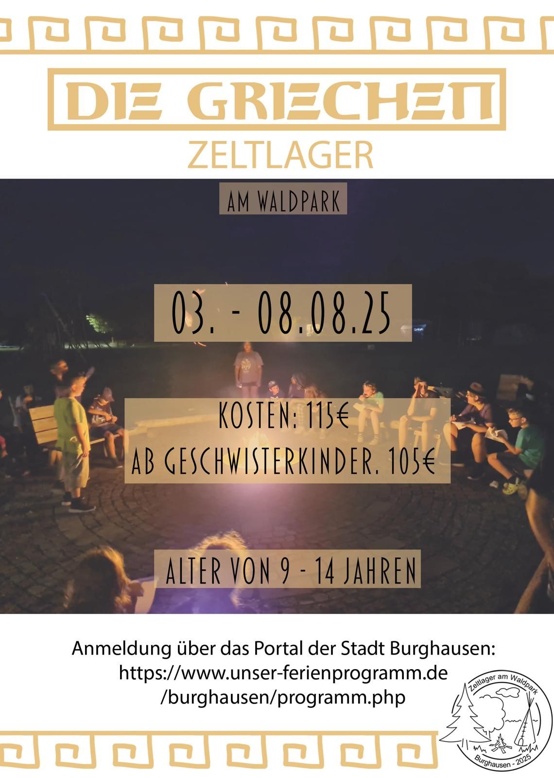 A poster for a event called die grechen zeltlager