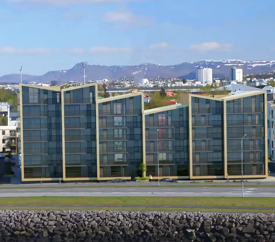 Loftmynd af Kirkjusandi í Reykjavík.