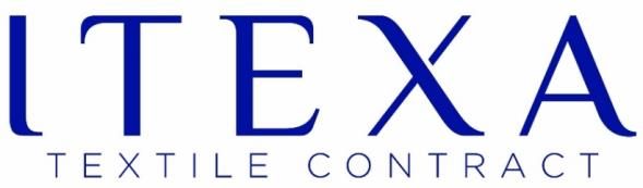 Un logotipo azul y blanco para el contrato textil de Itexa.
