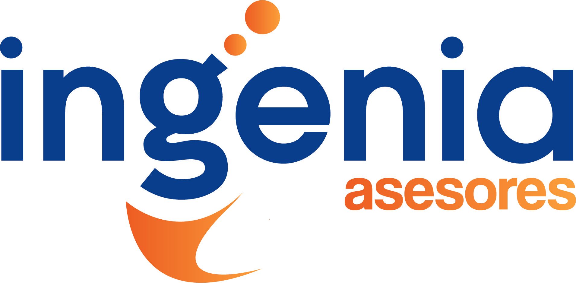 Un logotipo azul y naranja para Ingenia Asesores