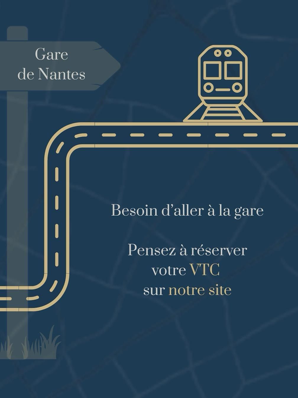 Carte bleue de la gare de Nantes avec un itinéraire de métro doré.