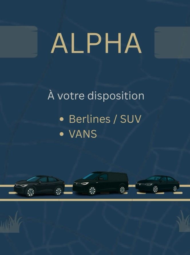 Bannière publicitaire pour la société de location de voitures ALPHA.