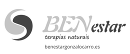 Logo de BENestar terapias naturales con icono gris y web benestargonzalo...es
