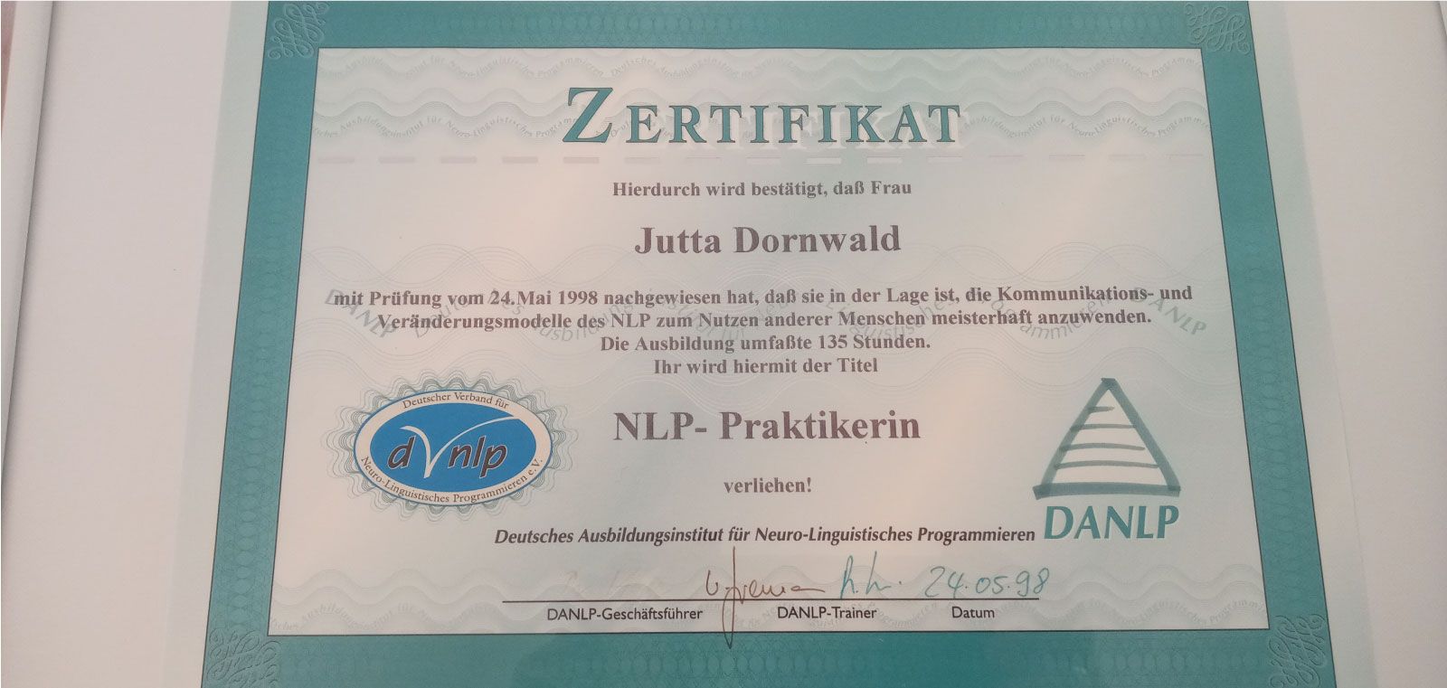 Zertifikat NLP Praktikerin