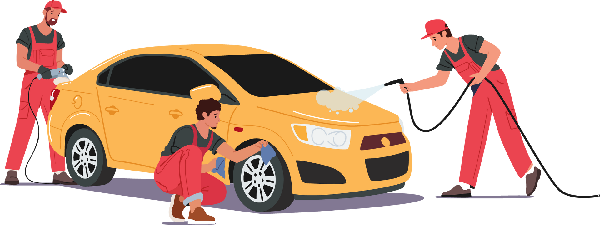 Illustration de lavage d'une voiture