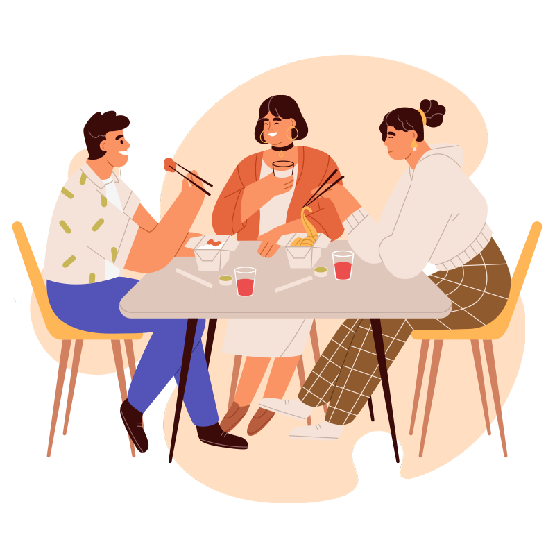 Illustration d'un repas à table