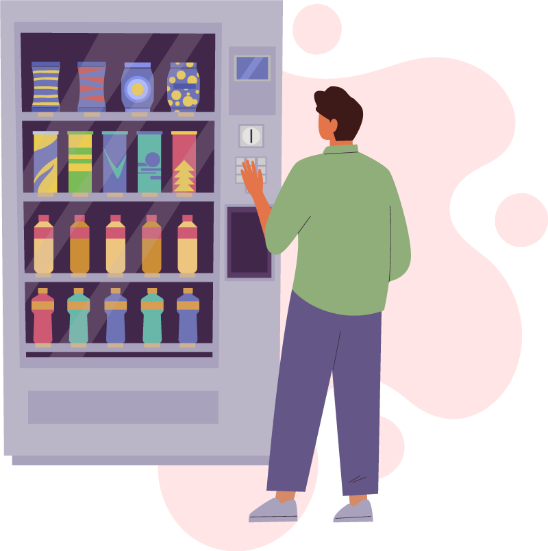 Illustration d'un homme qui se sert dans un distributeur