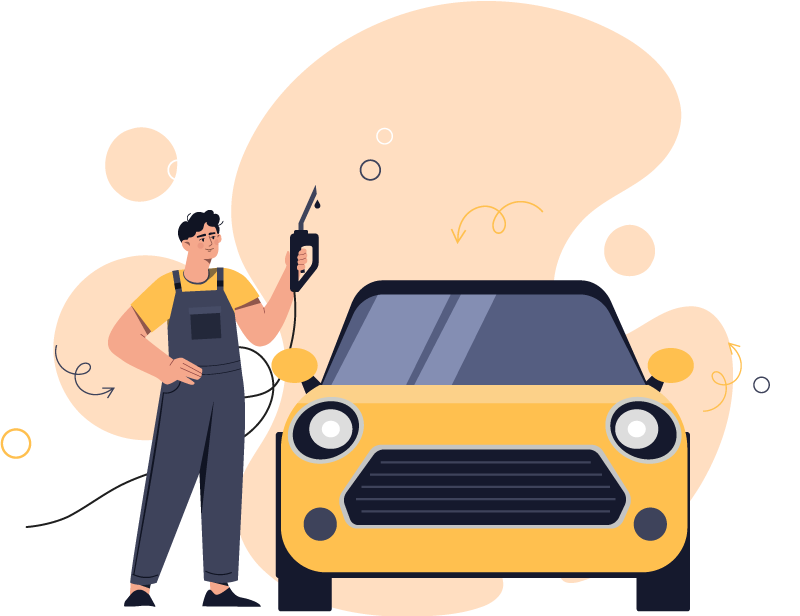 Illustration d'un homme qui fait le plein de carburant