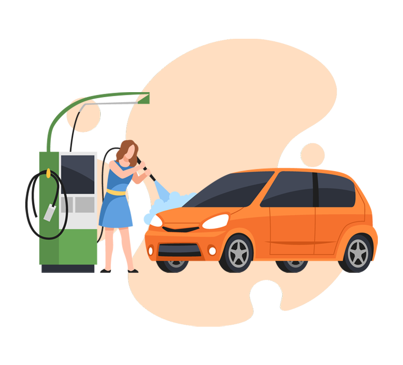 Illustration de lavage automatique d'une voiture