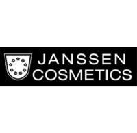 Das Logo von Janssen Cosmetics befindet sich auf schwarzem Hintergrund.