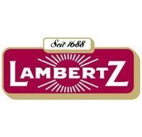 Das logo von lambertz ist ein rotes schild mit weißer schrift darauf.