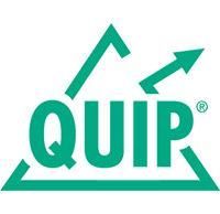 Ein Logo für ein Unternehmen namens Quip mit einem nach oben zeigenden Pfeil.