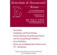 A business card for reitschule & dressurstall braun
