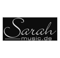 Das Logo von sarah music.de ist schwarz-weiß.