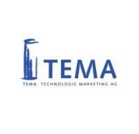 Das Logo der Tema Technology Marketing AG ist blau und weiß.