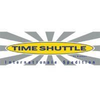 Ein Logo für die Time Shuttle International Spedition mit einem Sonnenstrahl im Hintergrund.