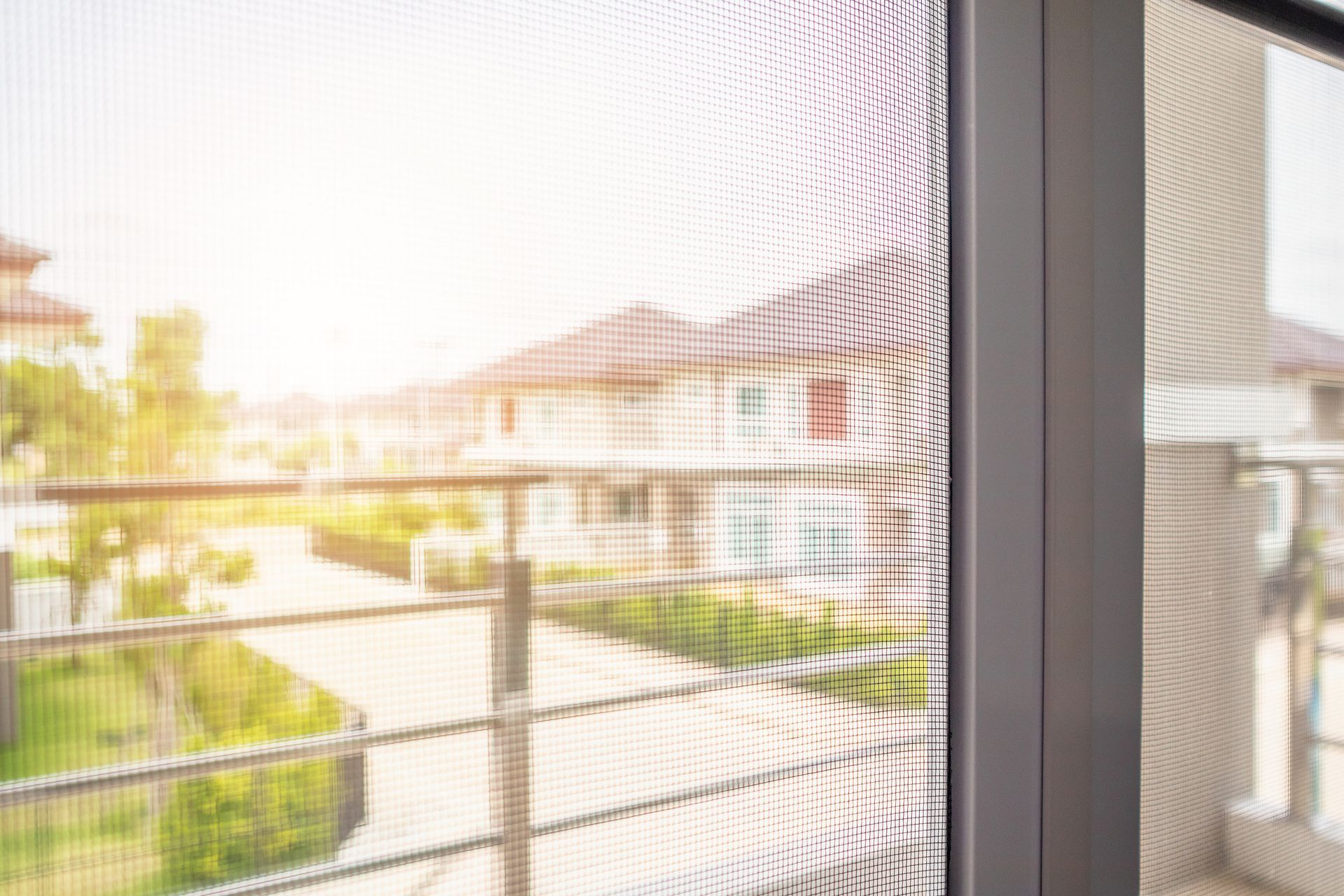 Le maillage d'une moustiquaire vu de près