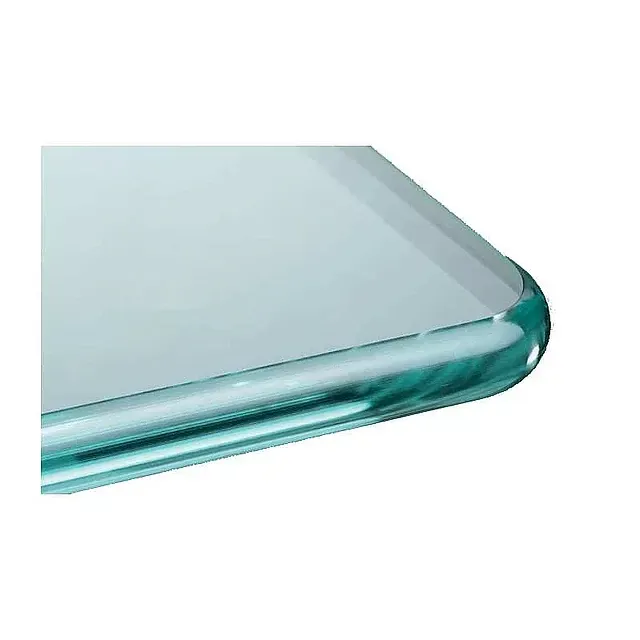 Un primer plano de una mesa de vidrio transparente.