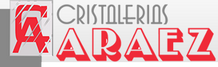 Un logotipo rojo y blanco para Cristalerías Arabaz.