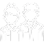 Un dibujo en blanco y negro de un corazón hecho de puntos sobre un fondo blanco.