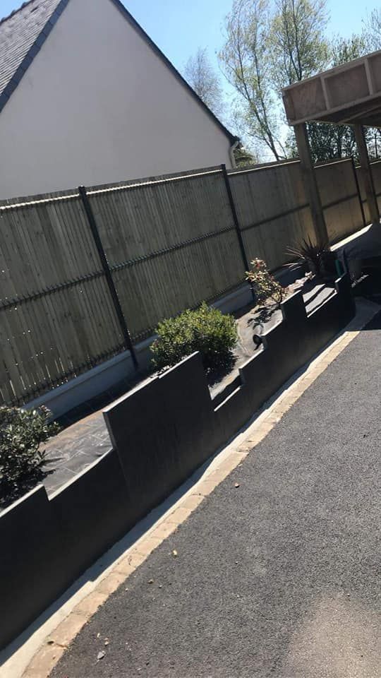 Clôture de panneaux soudés kit occultant en bois, massif avec palis en ardoise