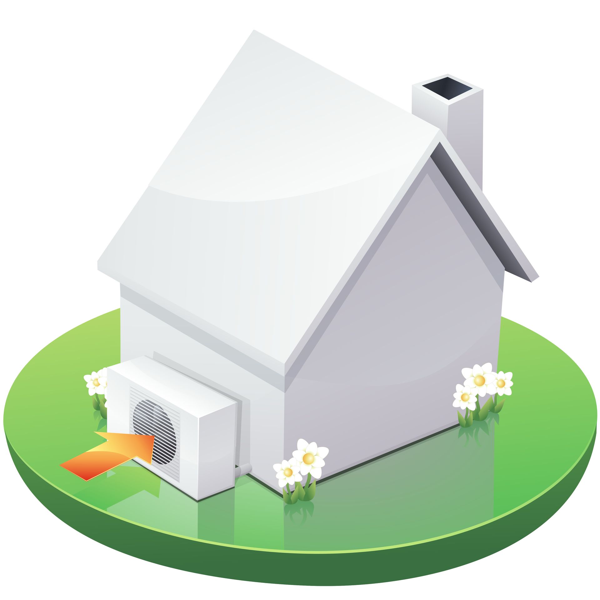 Maison blanche avec une pompe à chaleur