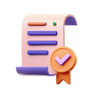 Document avec icône en V symbolisant la certification