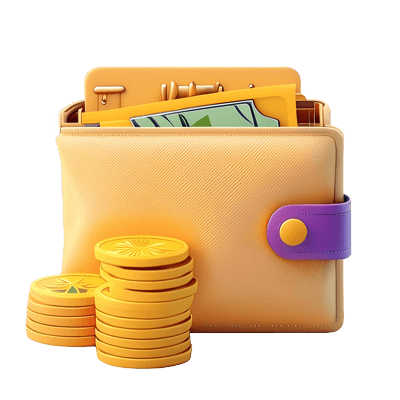 Icône avec un porte-monnaie et des pièces