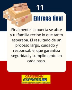 Tarjeta para Caribbean Express, mostrando entrega: casillas, texto