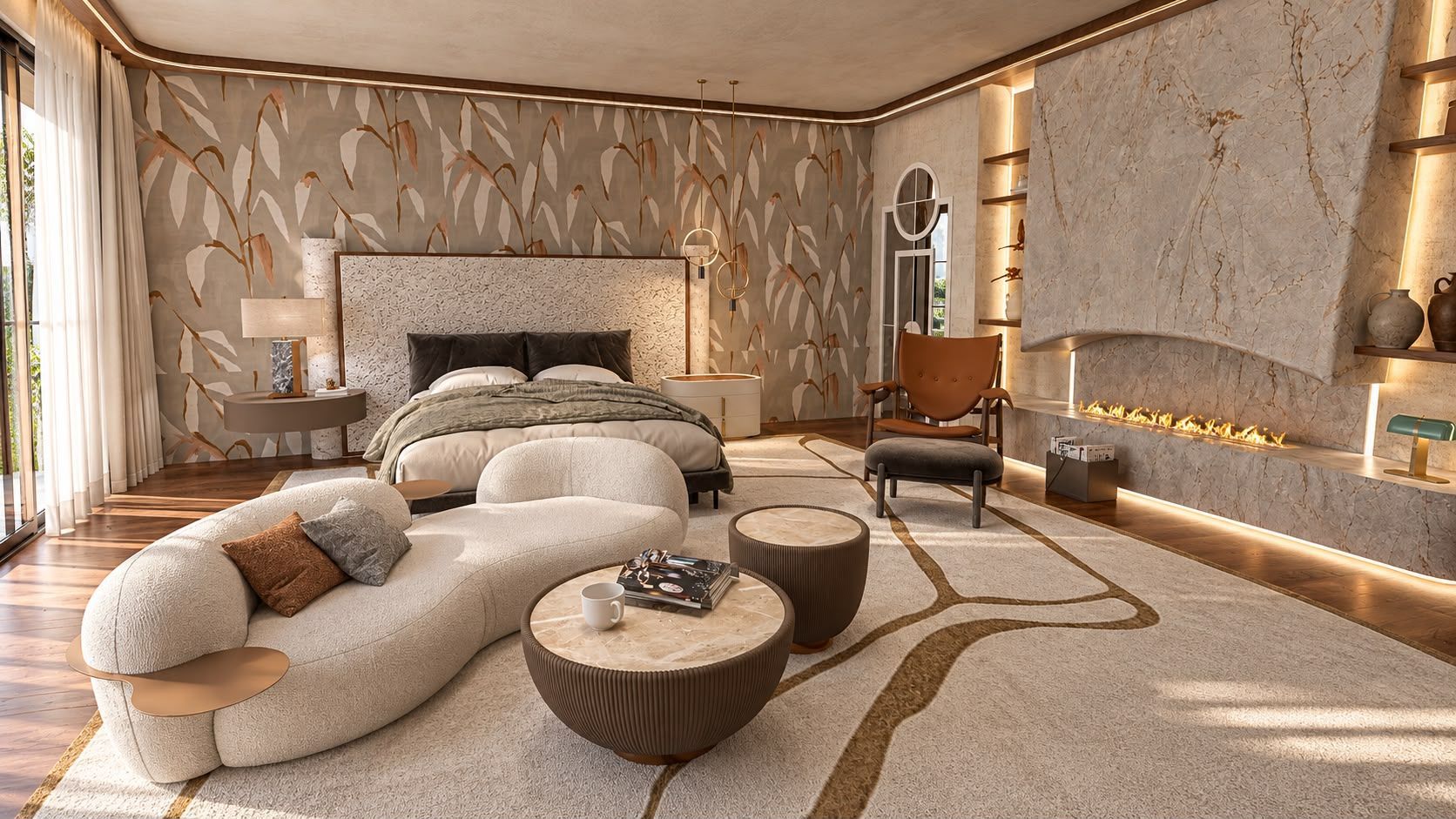 Salón de vivienda reformado integralmente con diseño de interiores de alto nivel