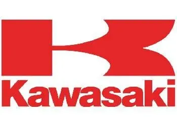 Logotipo rojo de Kawasaki con el texto 