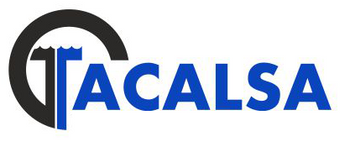 Un logotipo azul y negro para una empresa llamada tacalsa
