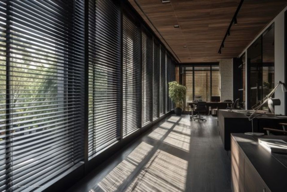 Fenster mit Jalousien