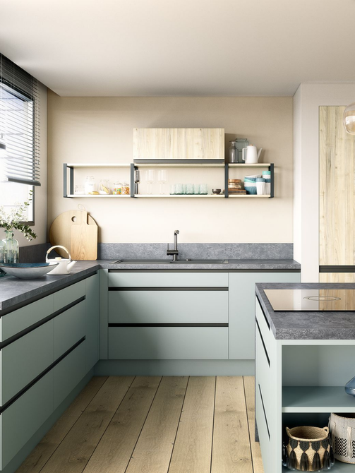 Cuisine beige et marbre