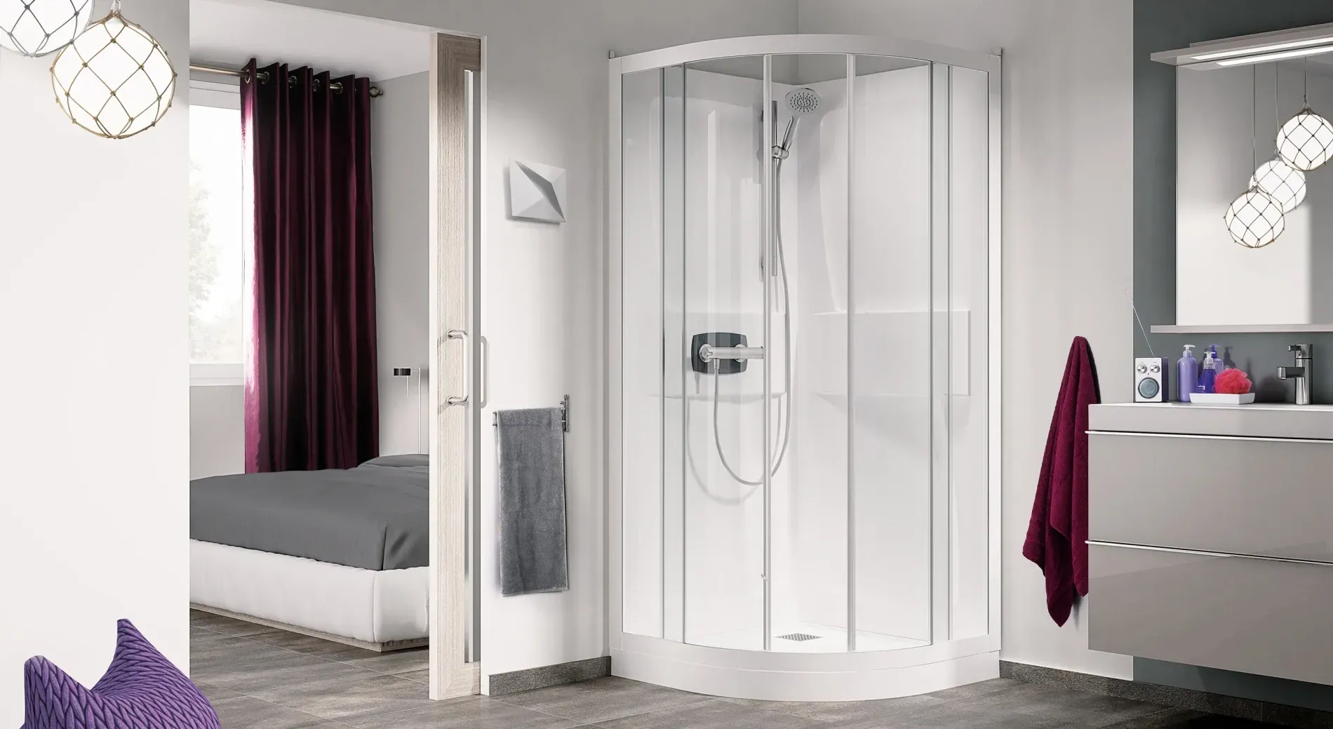 Cabine de douche dans une suite parentale