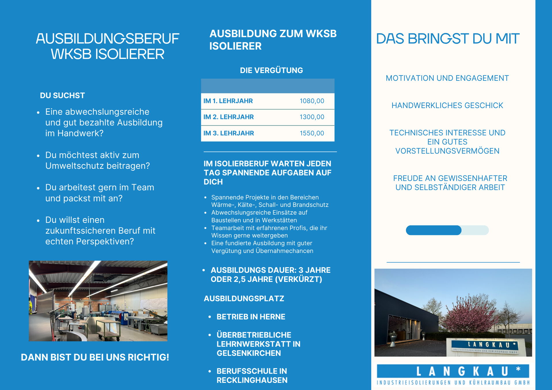 Ausbildung bei Langkau Industrieisolierungen und Kühlraumbau GmbH