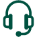 Icône de casque vert dans un carré arrondi, indiquant une assistance client ou une assistance audio.