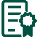 Document vert avec une icône de badge/coche