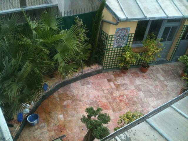 Dallage cour intérieur arbres