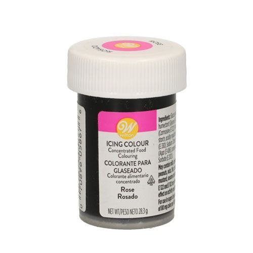 Un frasco de colorante para glaseado rosa de Wilton