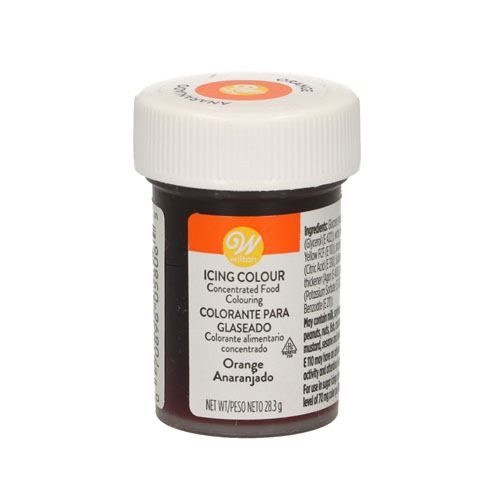 Un frasco de colorante alimentario concentrado de color naranja para glaseado.