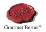 Das Logo von Gourmet Berner ist ein rotes Wachssiegel.