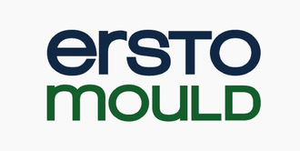 ERSTO MOULD-Logo in Dunkelblau und Grün auf weißem Hintergrund